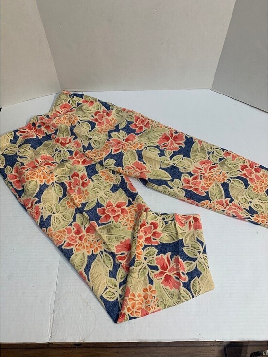 Talbots Pants - Talbots Hawaiian Tropical Key West Crop Pants Linen Rayon Size 10 Wide Leg